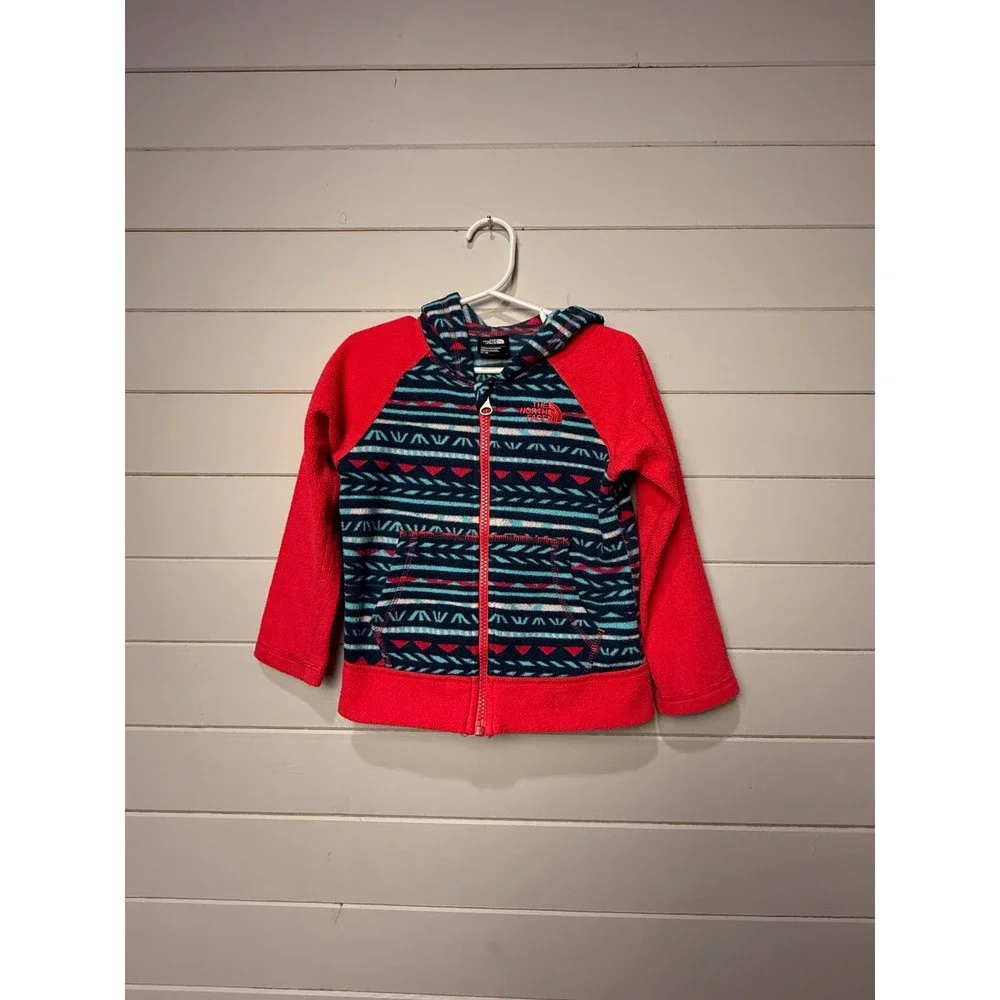 The North Face Toddler Girls‎ Fleece Hoodie Zip Up Jacket 3T Tribal Print Pink